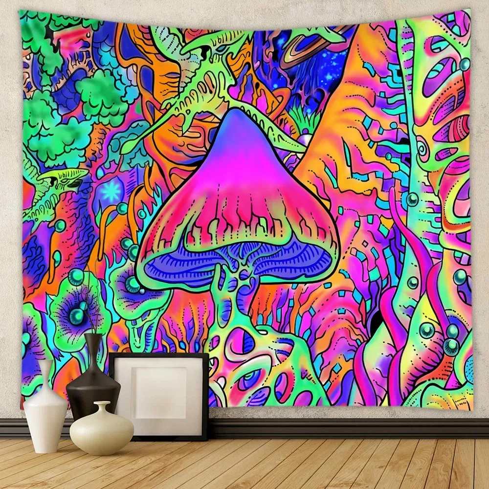 Fairytale Dreamy Mushroom Tapestry Psychedelic 3D Carpet Bohemian Home Decor Witchcraft Hippie Kids Room Decor Wall Tapestries