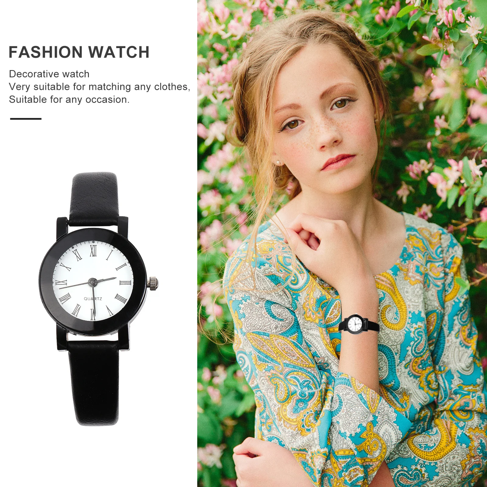 

Quartz Watch Women Fashion Pu Strap Adjustable Casual Wristwatch Large Dial Comfortable Lady Timepiece Waterproof