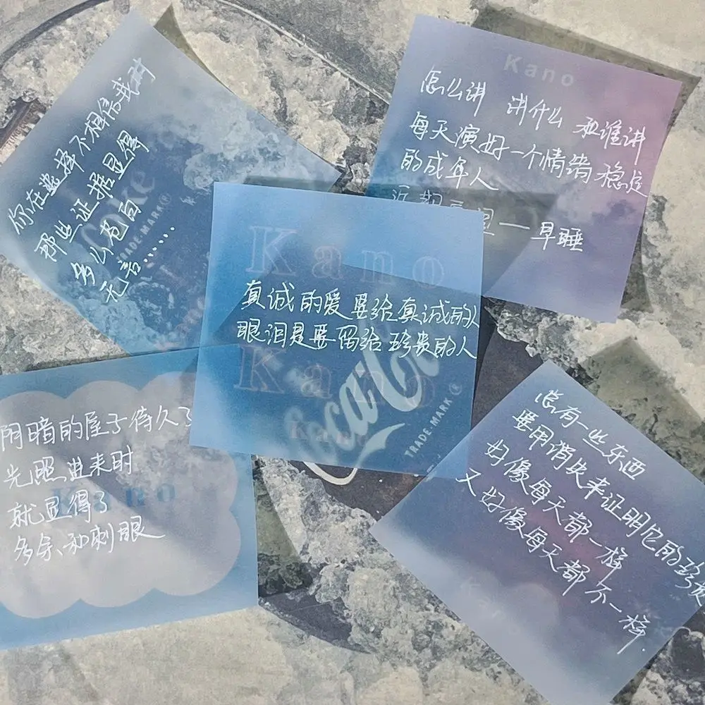 50ssheets Sticky Note Paper, Transparent Sticky Notes, Non-sticky Message Paper Memo Pad Korean Stationery