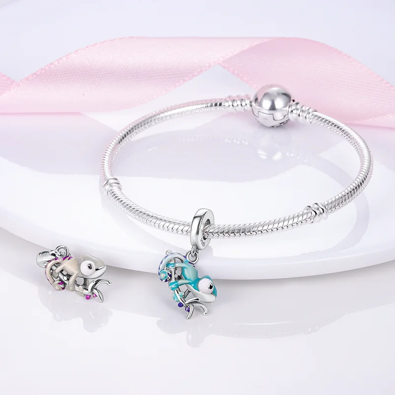Golden Chameleon Charms Bead Temperature Color-changing Lizard Pendants Fit Bracelet Nacklace Jewelry DIY Gifts For Women