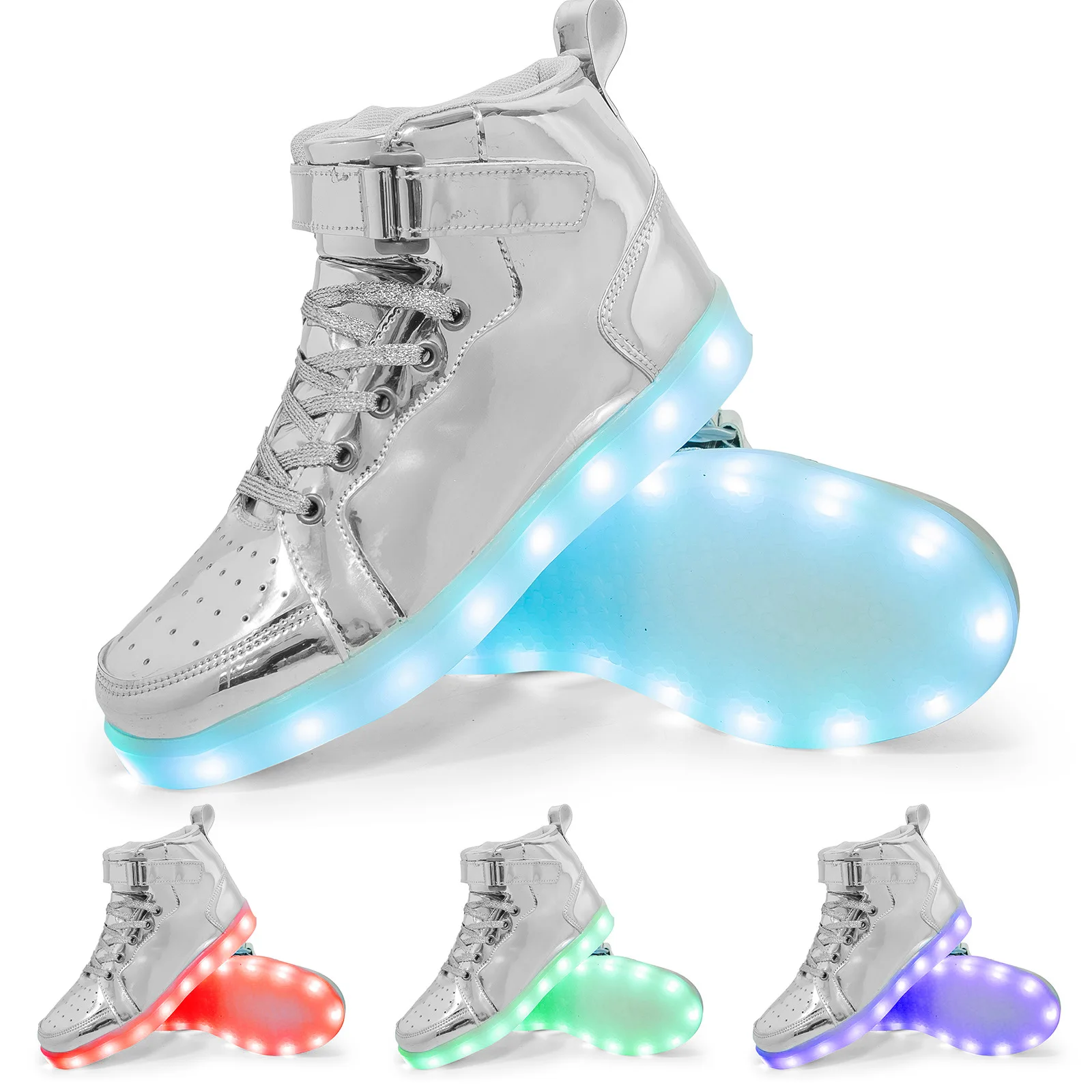 Large Size 36-46 LED Lighted Men & Women Shoes PU Leather Breathable Fashion Sports Casual USB Charge