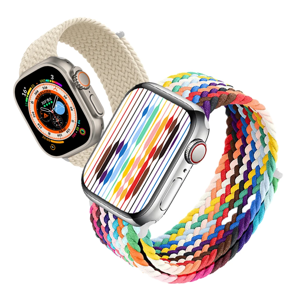 Braided solo loop For Apple watch band 44mm 45mm 42mm 40mm 38mm 41mm ultra 49mm bracelet correa iwatch series 8 7 3 5 SE 6 strap