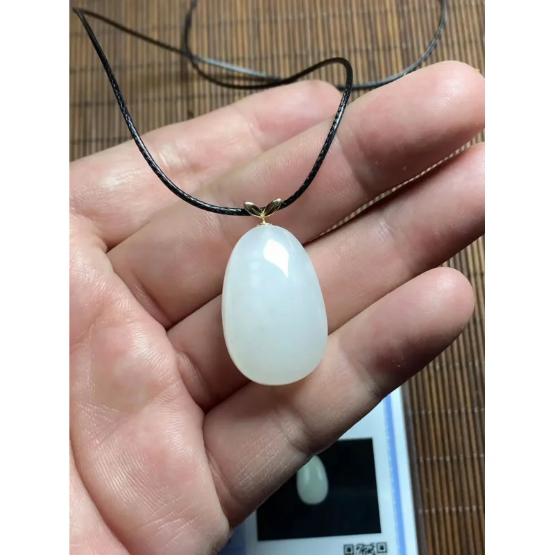 

Natural 100% real white hetian jade carve Oval Pendant jade pendant Bless peace necklace jewellery for men women gifts luck