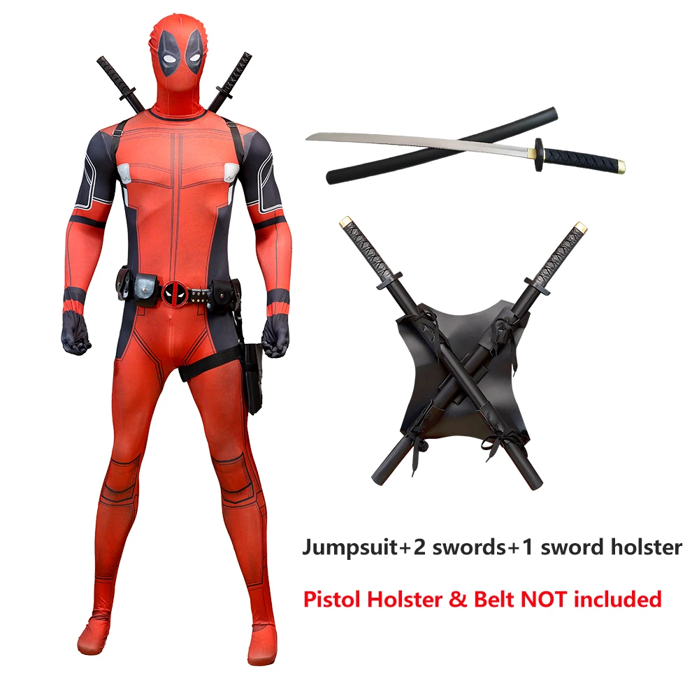 Deadpool Child Costume Halloween Costumes Kids Men Adult Superhero Bodysuit Jumpsuit Children Cosplay Costume Swords Accessories