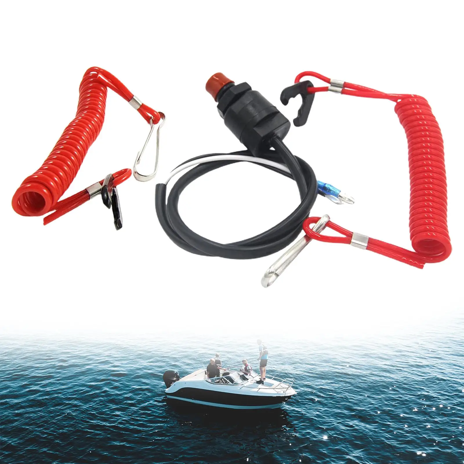 Motorboat Engine Stop Switch Universal Kill Lanyard Set Emergency Cut Off Accessory for Yamaha Outboard Marine Use