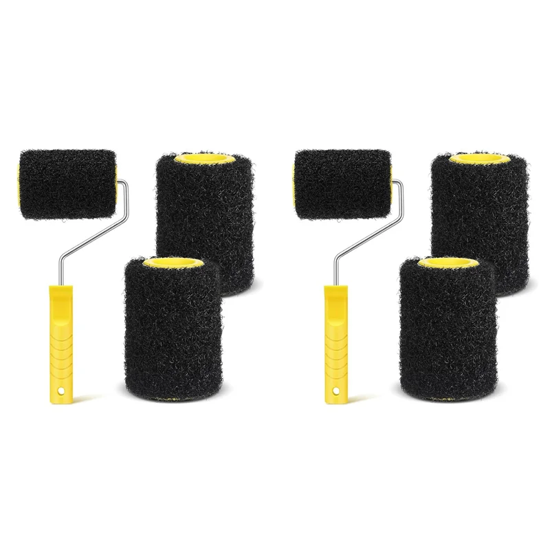 

【ADORN】6 шт. 4-дюймовая крышка валика для гипсокартона с красковой рамкой, кисть для текстуры гипсокартона, валик для шпатлевки, диатомовой земли