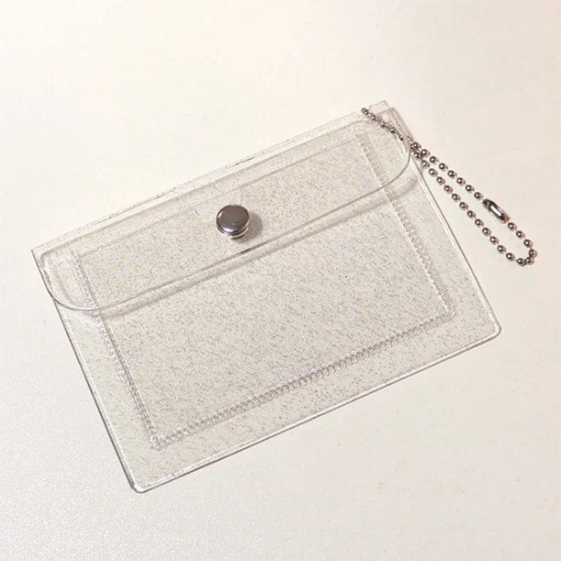 Transparent Double-layer Card Holders Glitter Powder Coin Purse Sticker Photo Organization Earphone Traffic Card Holder