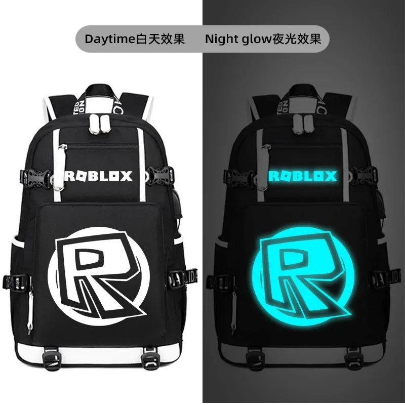 

Game Roblox Anime Backpack with Night Light Large Capacity Cartoon Print Student Learning Supplies Christmas Birthday Gif