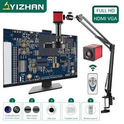 Digital Microscope 100cm Working Distance HDMI VGA 1080P Video Microscopio LED Lights 10~150X Magnifier For Soldering Repair PCB