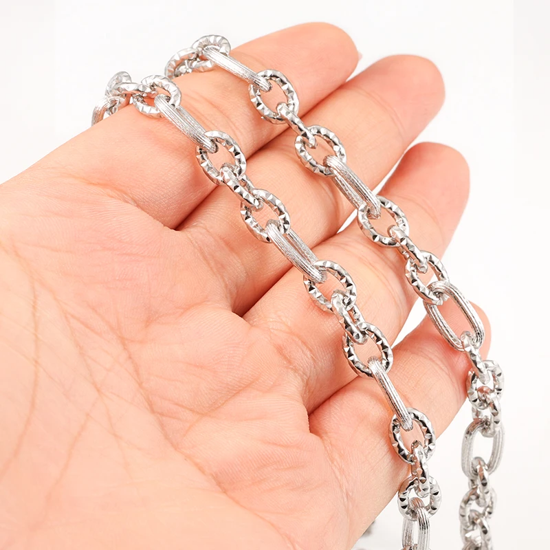 1 Meter Stainless Steel 3:1Cross Oval Chain Hip Hop Punk Link For DIY Jewelry Accessories Handmade Necklace Bracelet Materials