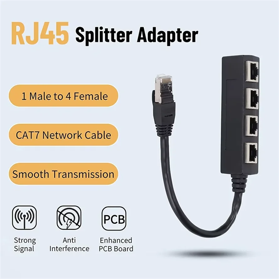 

RJ45 Ethernet Cable Splitter Network Adapter,Ethernet Splitter 1 to 4 Cable Suitable Super LAN Ethernet Connector Adapter Cat 6