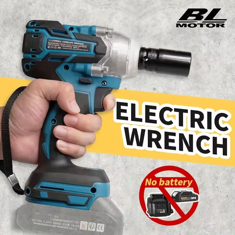 

Lfine Electric Brushless Wrench 320NL Cordless Rechargeable Electric Wrench Impact Wrench Power Tool for Makita 18V Battery