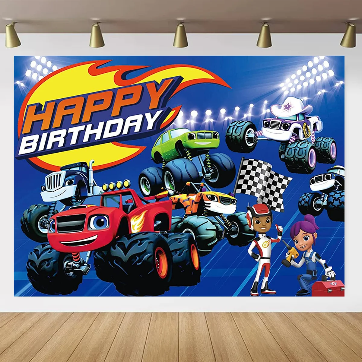 Halo Blaze and the Monster Machines Birthday Party Decor Backdrop Boys Birthday Photo Background Party Decor Banner Backdrop