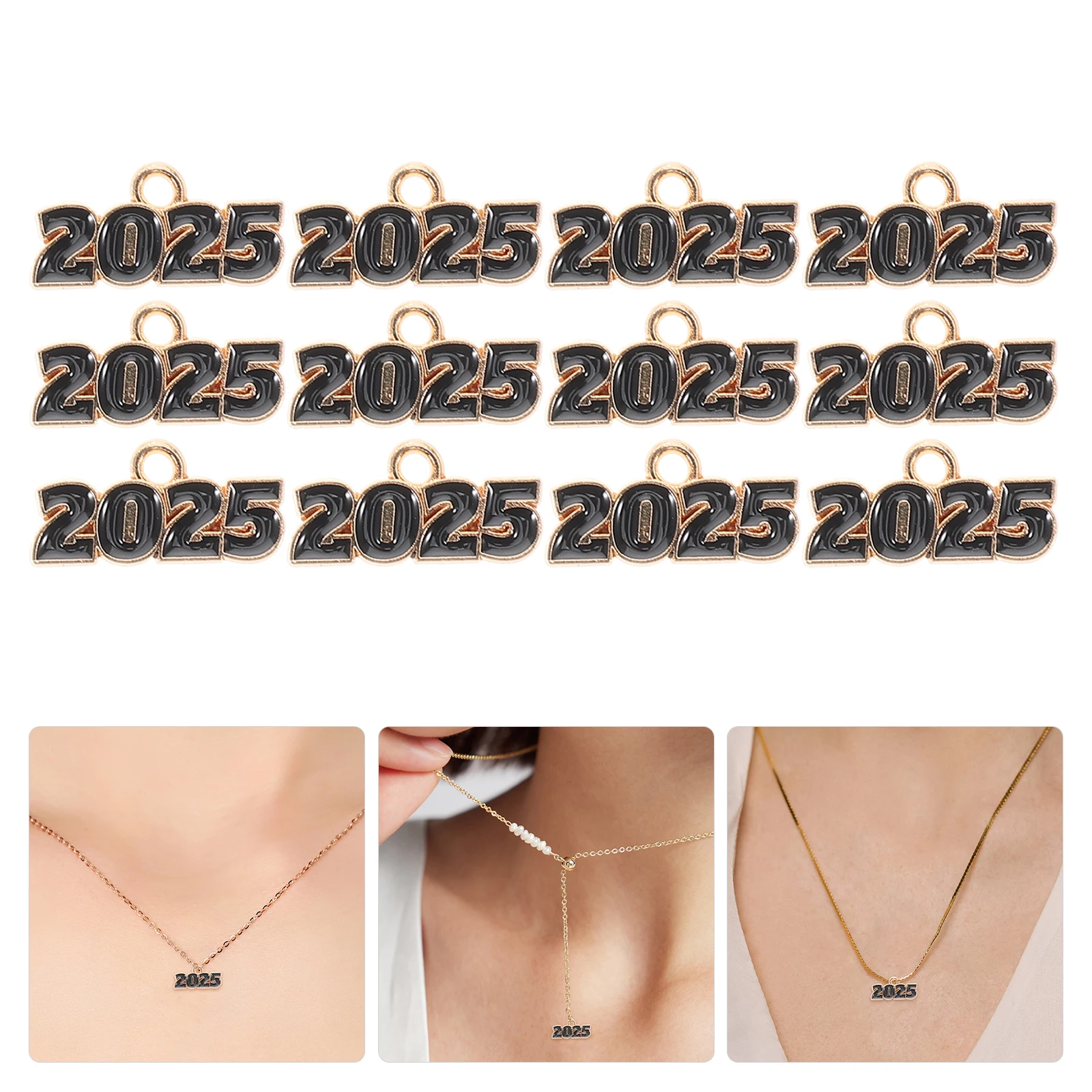

2025 Graduation Charm Pendant Souvenir Jewelry Diy Black Alloy Gold Tassel Year Date Key Chain Bracelet Embellishment Pendants