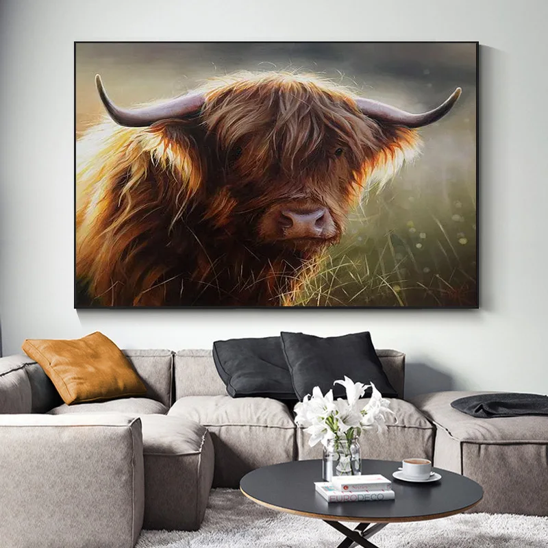 Home Living Room Art Wall Decoration Poster Animal Cow Decor Modern Bedrooms Painting Posters Canvas Printing Painting Picture