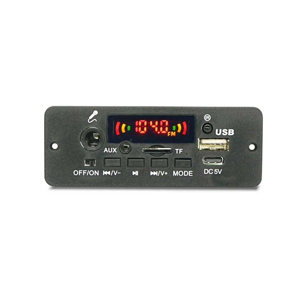 DC 5V Bluetooth MP3 WMA WAV Decoder Board 5W Amplifier Handsfree Car Audio Microphone USB TF FM Radio Mp3 Music Player Speaker