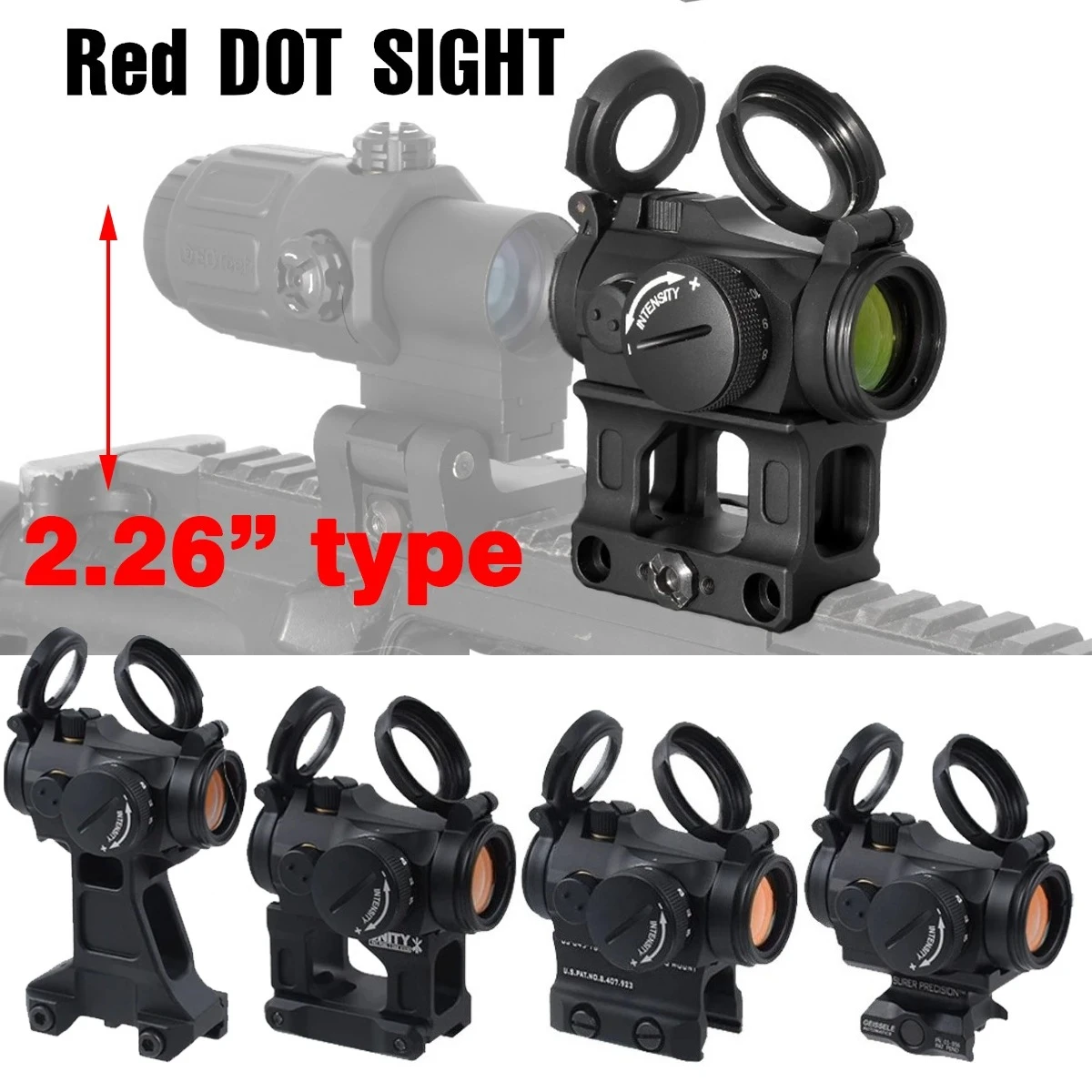 

Tactical T01 T02 2MOA Red Dot Sight 1x22 Reflex Optics Riflescopes UNITY 1.54 1.93 2.26 Inch Riser Mount with Original Marking