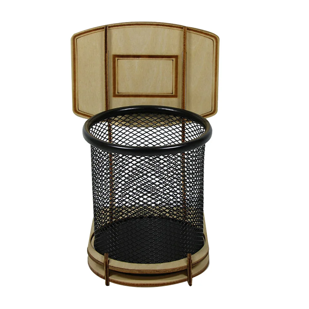 Creatieve basketbalstandaard pennenhouder voor studenten Office Desktop Storage Ronde Mesh Pencil Rack Brush Container Diy Organizer