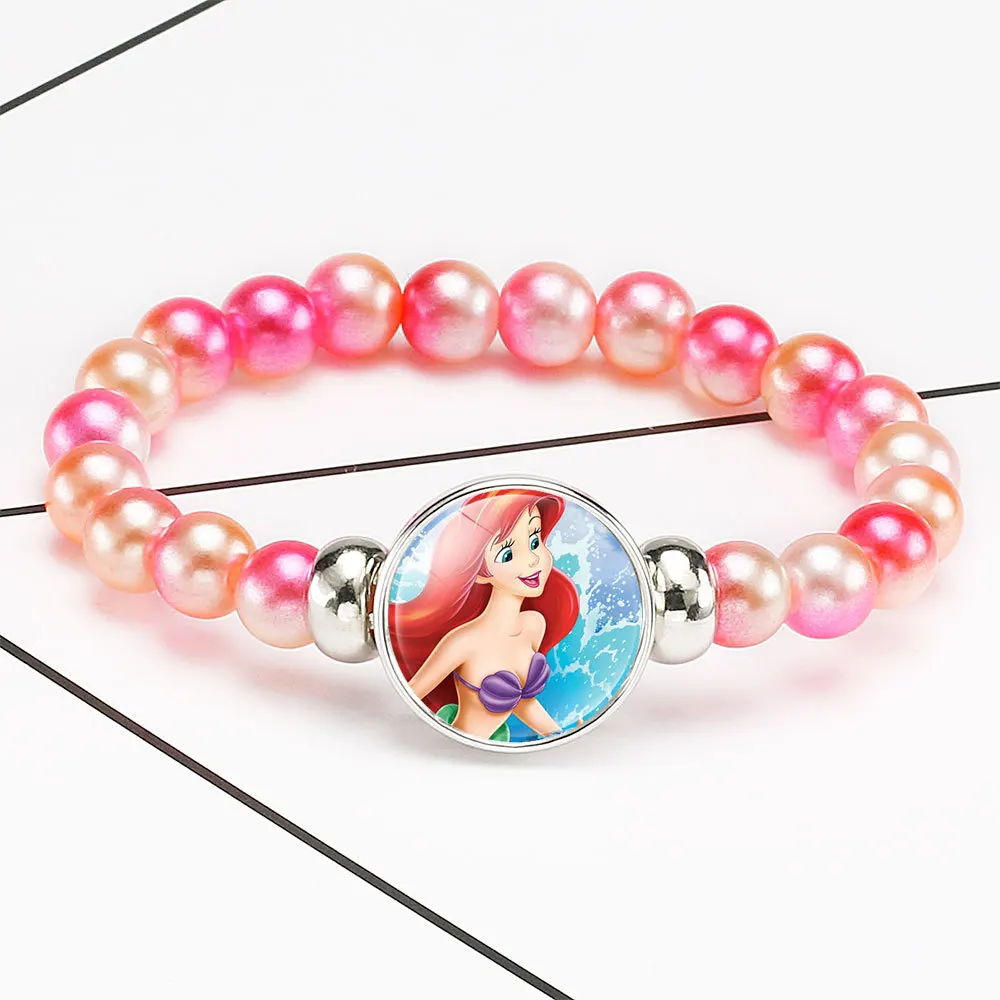 Disney Cartoon Frozen Princess Bracelet Accessories Cute Elsa Anna Colorful Bead Jewelry Toys for Children Birthday Gift