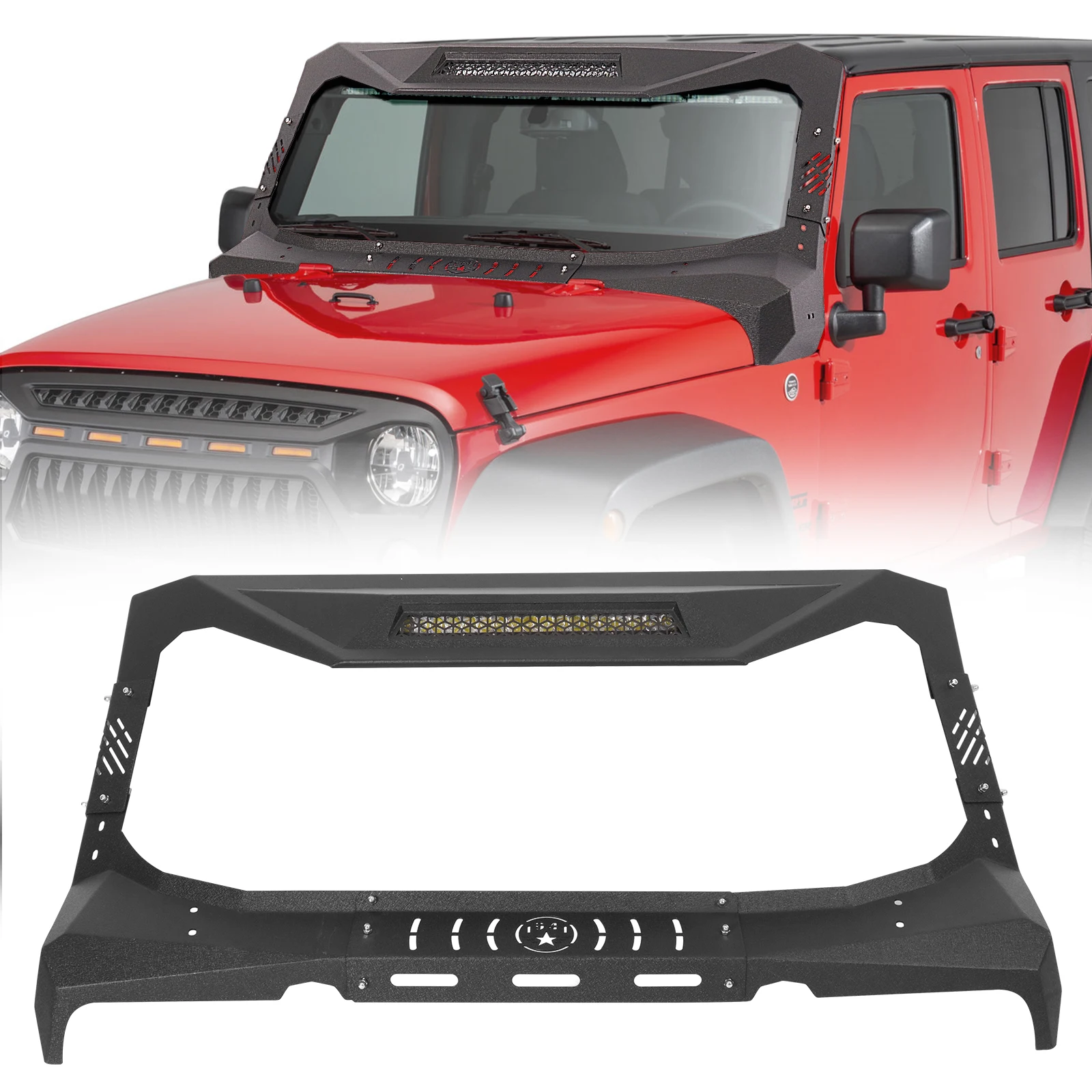 Mad Max Windshield Frame Cover Visor Cowl Armor Set fit Jeep Wrangler JK 2007-2018