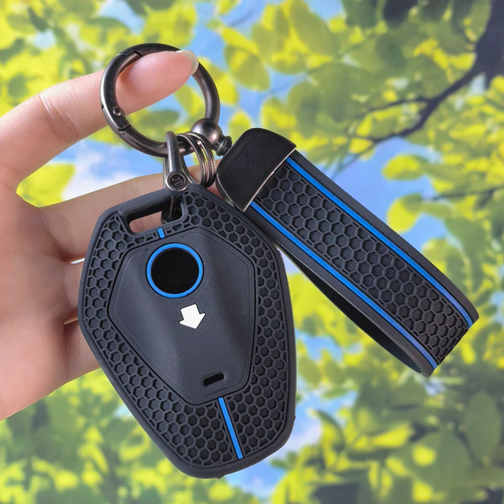 Sport Blue Line Honeycomb Key Shell With Keychain For BMW R1300GS R1300 1300GS 2025 R1250GS R1250 ADV Bike Key Protector