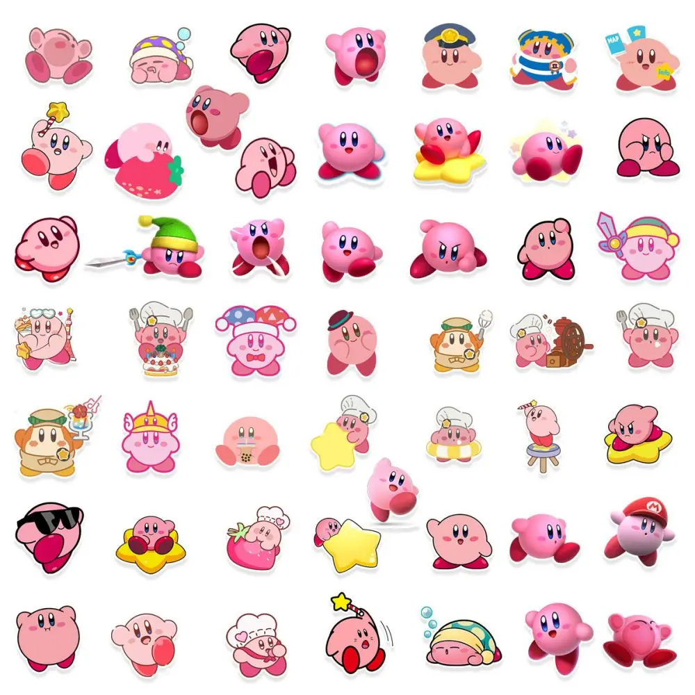 50PCS Kawaii Kirby Anime Game Stickers Skateboard Fridge Guitar Laptop Motorcycle Travel Cute Cartoon Kid Toy Sticker Gift