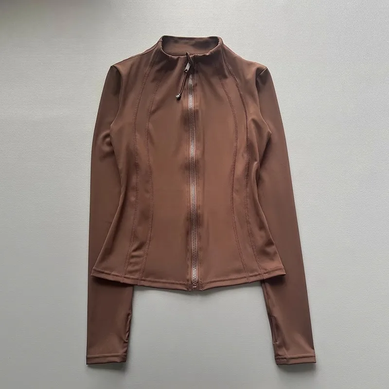 سترة يوجا مقاومة للرياح للنساء - سترة سميكة بياقة واقفة وأكمام طويلة للجري في صالة الألعاب الرياضية/ركوب الدراجات الخريفية مع سريع الجفاف