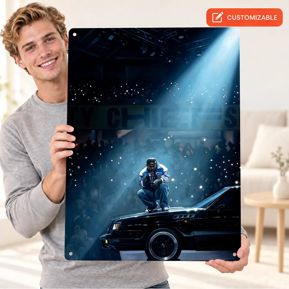 Kendrick Lamar Concert Rapper Printed Poster Customized Aluminum Metal Sign Contrast Wall Art For Man Cave Live Music Fan Gift