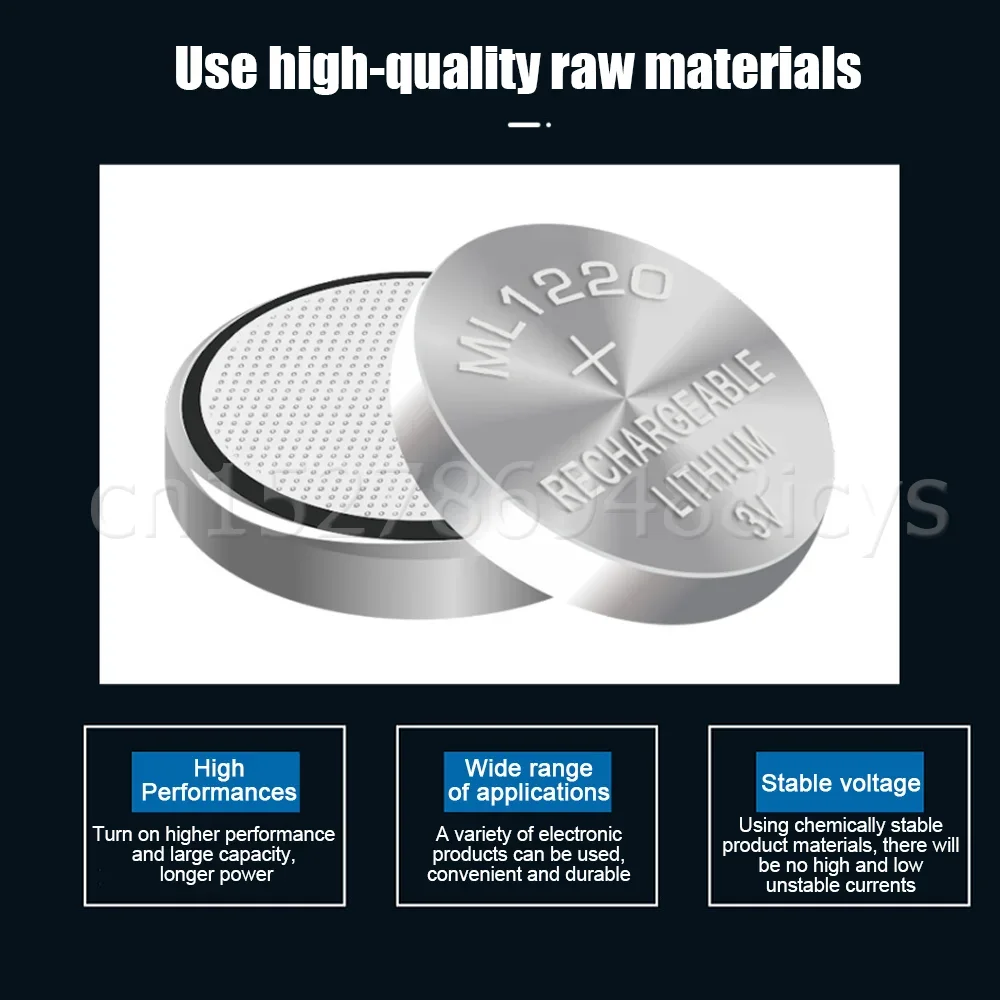 بطارية ليثيوم قابلة لإعادة الشحن للوحة الأم للكمبيوتر المحمول ، 3 فولت ، CMOS ، RTC ، السير ، زر النسخ الخلفي ، خلية عملة ، استبدال ، ML1220 ، 1-10 #4
