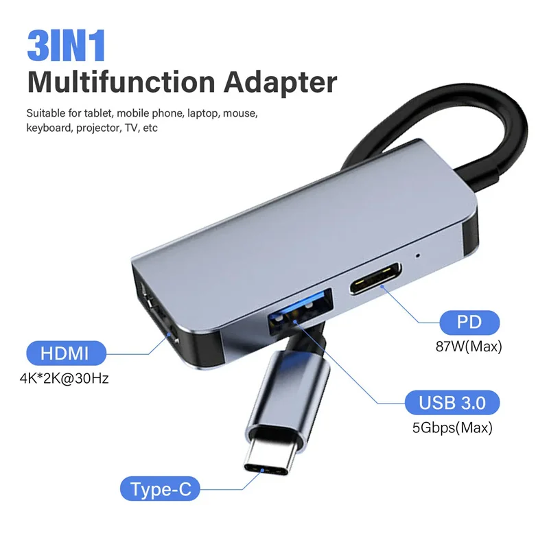 USB C to HDMI Docking Station Multiport Adapter Type-C Hub Output USB 3.0 Port Charging Port 100W For MacBook Sumsang Phone