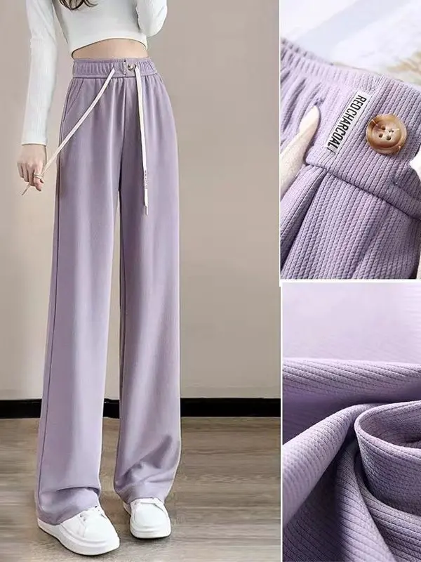 

Широкие брюки из ледяного шелка большого размера, женские, приталенные, с высокой талией, длинные, повседневные, в пол, тонкие, летние