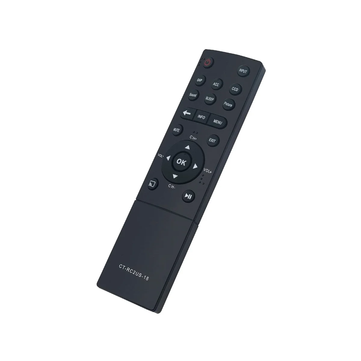 CT-RC2US-18 Remote Control Replaced for Toshiba LED TV 55L421U 43L621U 55L621U 49L621U 65L621U 43L511U18 50L711U18