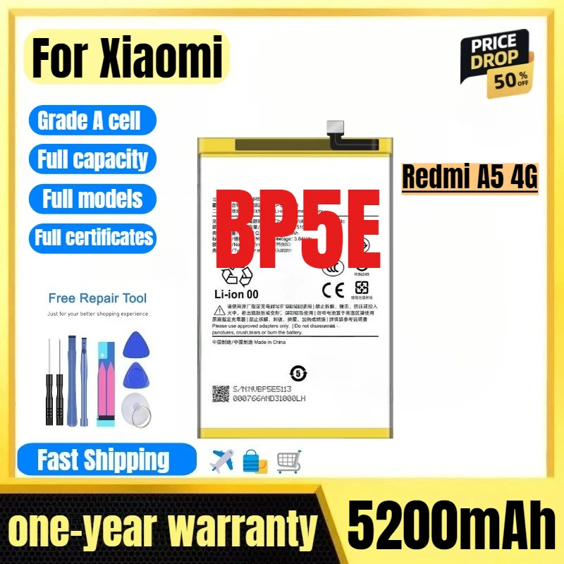 

BP5E for Xiaomi Redmi A5 4G Mobile Phone Battery High Quality High Capacity Battery Replacement Bateria Grade A Cell with Tools