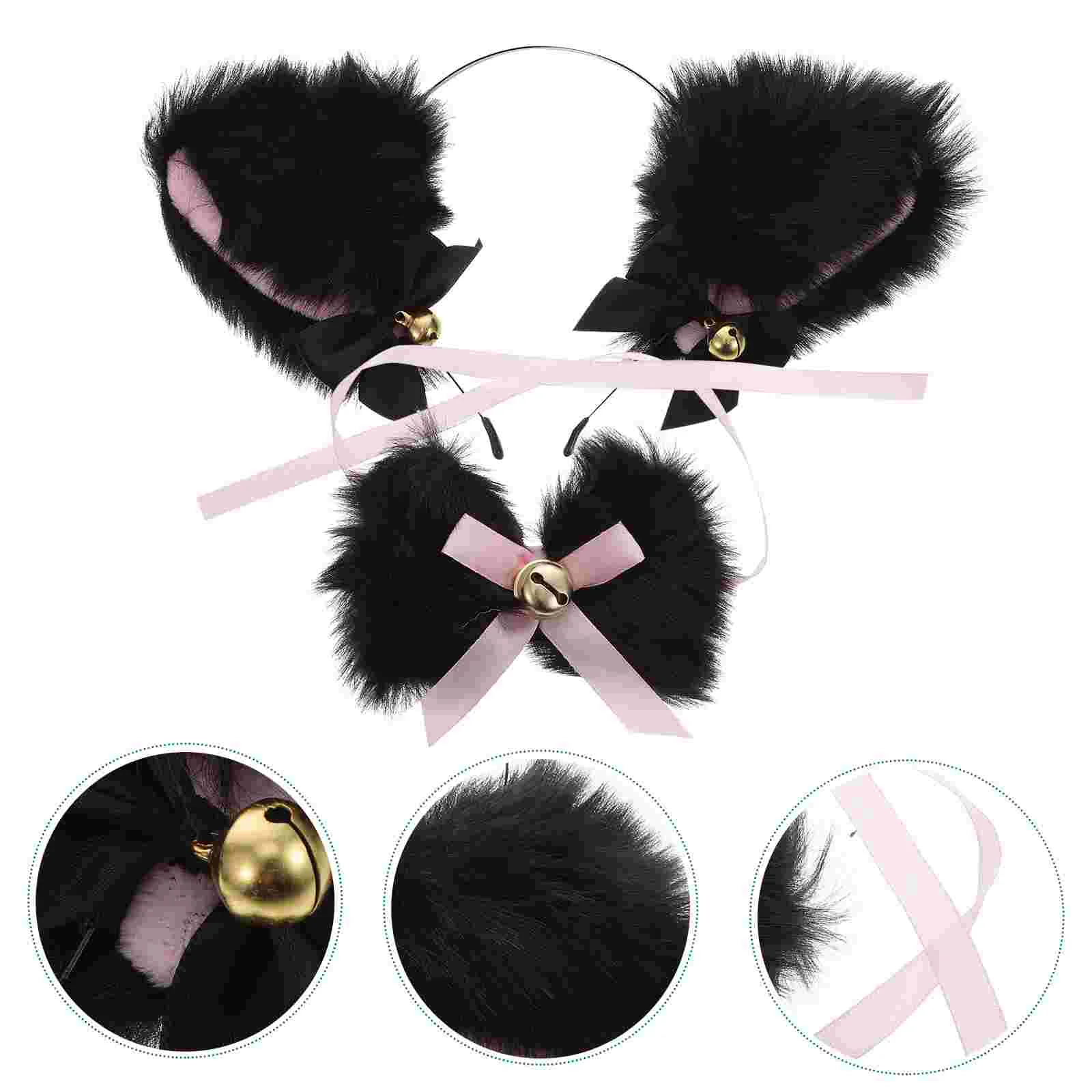 

Bell Choker Headband Headbands Plush Ears Cat with Bells Cosplay Lolita Headdress Collar Furry Fabric Animal Miss Cats