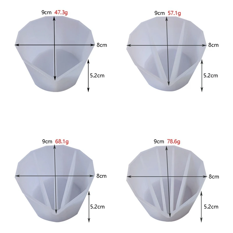 4Pcs Silicone Split Cups Distributing Cup Color Mixing Cup For Dispensing Handmade Crafts,Blue