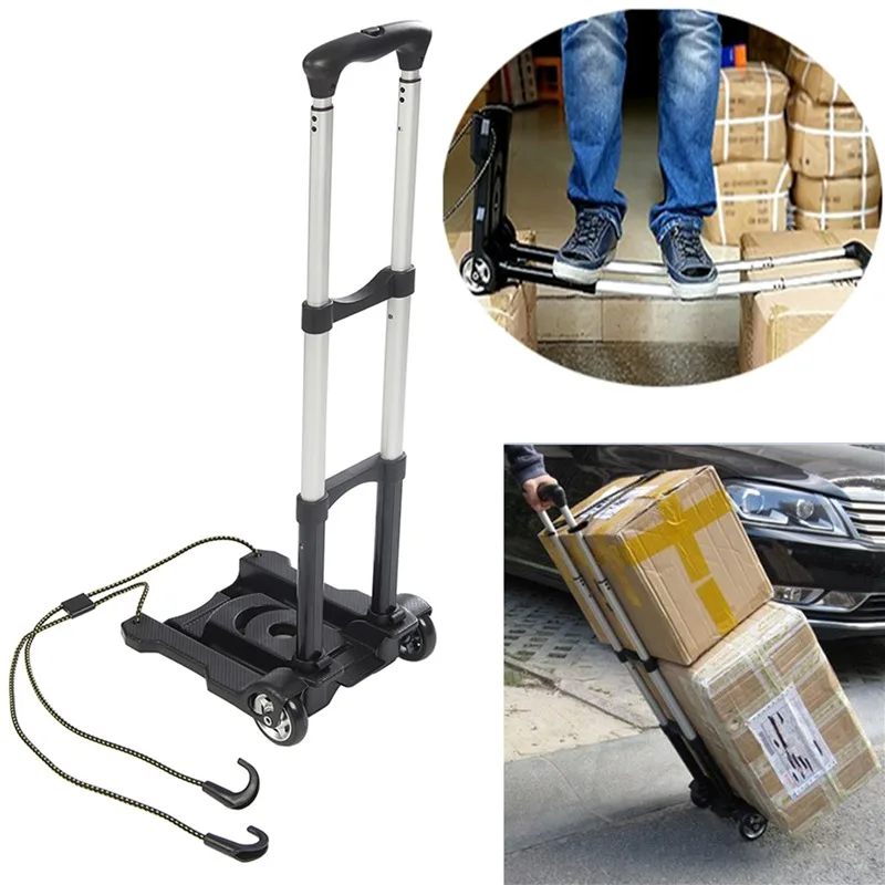 Heavy Duty Foldable Hand Sack Wheel Trolley, Carrinho de carrinho de mão dobrável, Carrinho de compras de bagagem de viagem