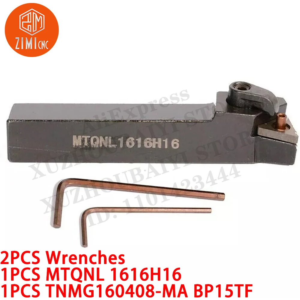 1 PCS MTQNL 1616H16 Dudukan Alat Pembubut 16mm + 1 PCS TNMG160408-MA BP15TF Sisipan Pembubutan Mesin Bubut Logam CNC alat pemotong mekanis