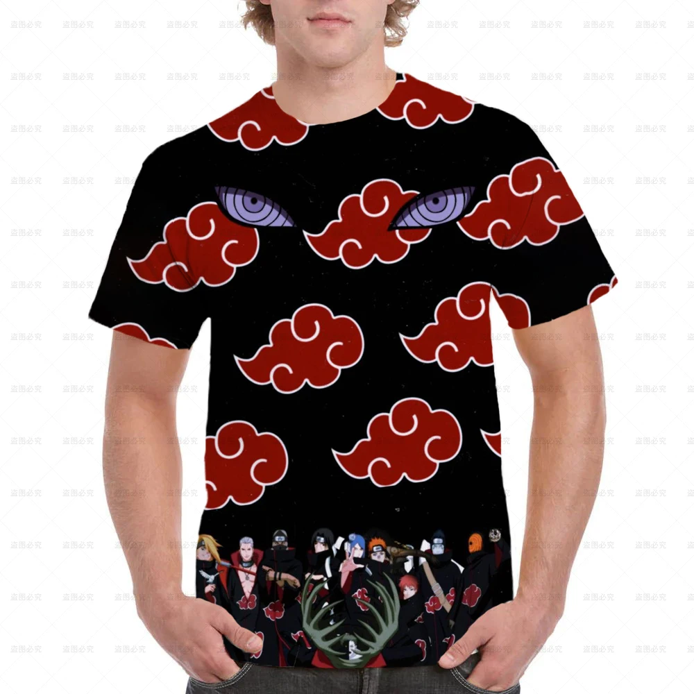 

2025 New Summer Men's New 3D Printing Japanese Anime Naruto Round Neck Boys T-shirt Women's Street Leisure Sports Cosplay Top
