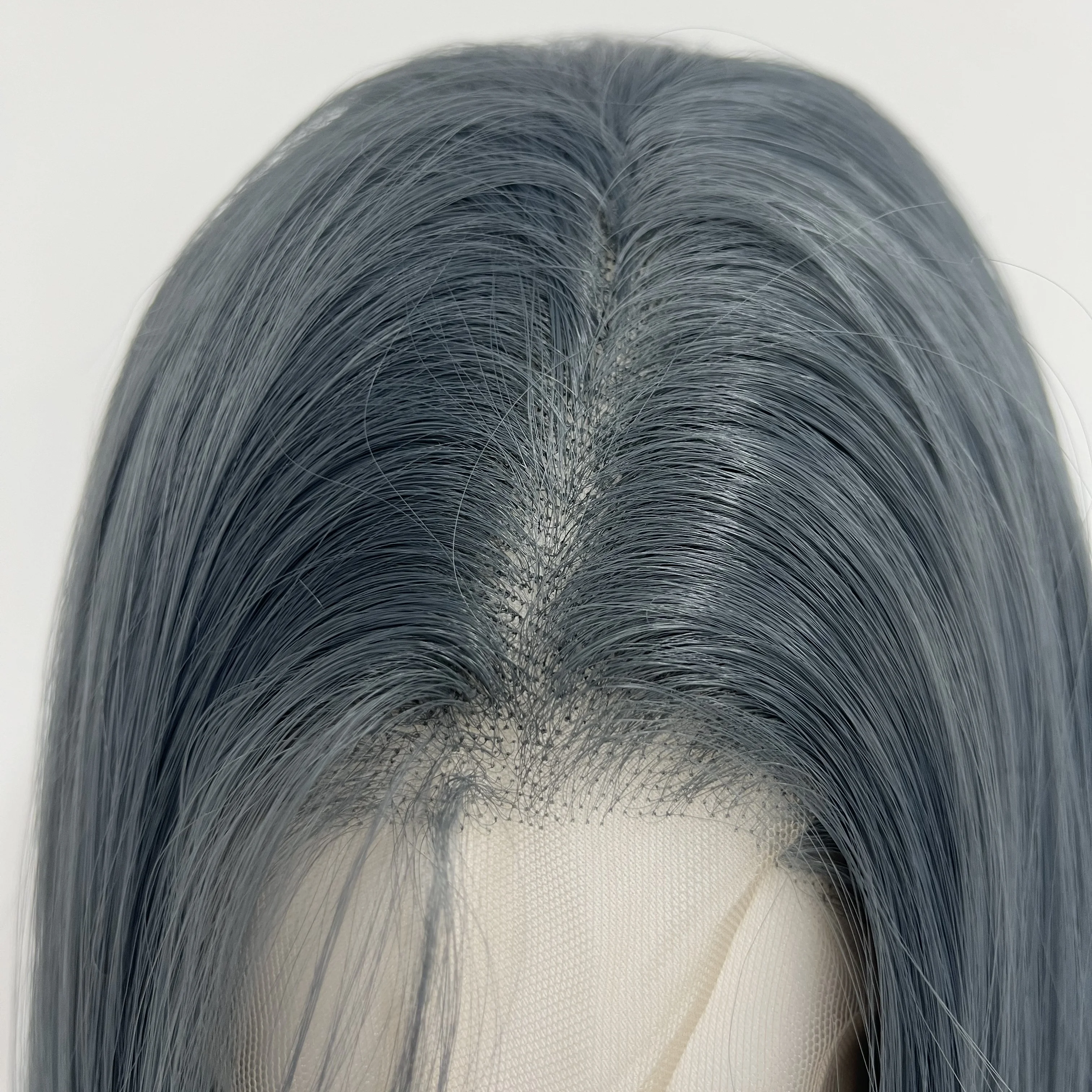 Пепельно-синий парик фронта шнурка для женщин Специальный синий 26 дюймов 13x4 Длинные прямые синтетические парики шнурка Природные волосы Фронтальный парик Косплей