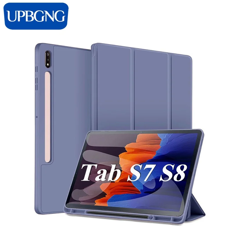 

UPBGNG Silicone Case for Samsung Galaxy Tab S7 FE Tab S7 Plus with Pen Tray Soft TPU Case for Galaxy Tab S8 Plus S8 Ultra