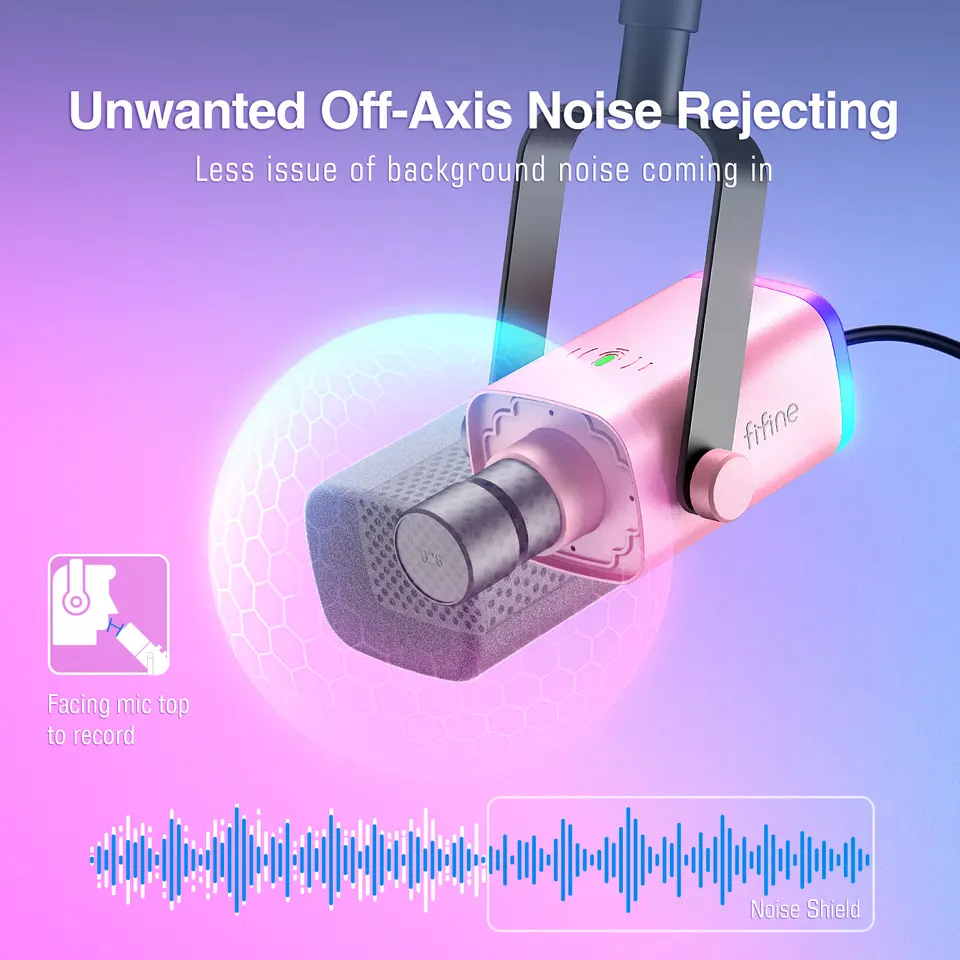 FIFINE ゲーミング USB/XLR ダイナミックマイクキット ゲインノブ/RGB