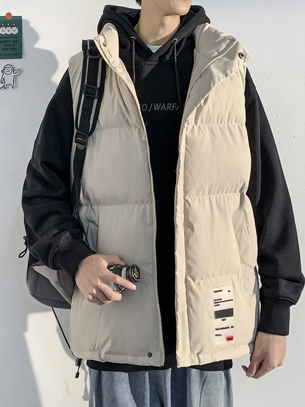 

MGJM Thiened Winter American Label Svel Jaet Loose Fit ex Casual Warm Vest Youth Faion ort Zipper Coat