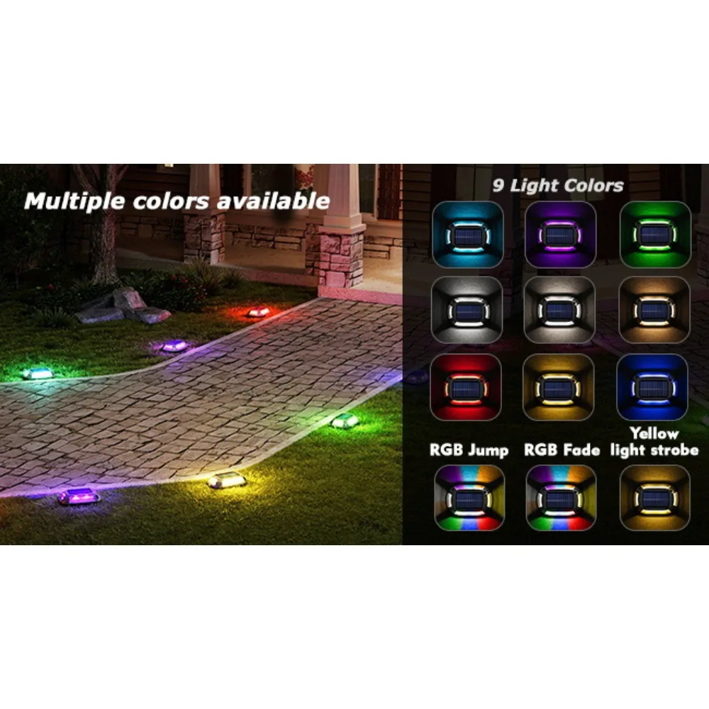 9 colors solar deck lights walk step light outdoor waterproof garden decor Swimming pool color fixed color lawn lamp magic color