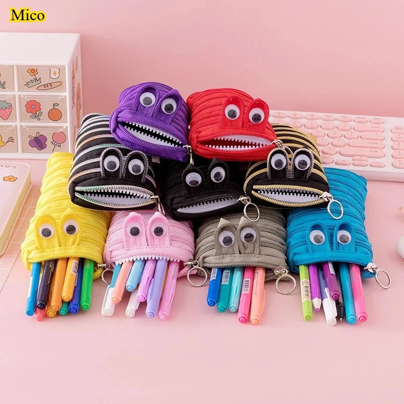

Creative Caterpillar Zipper Pen Bag Stationery Storage Bag can be opened and turned into a rope pen bag