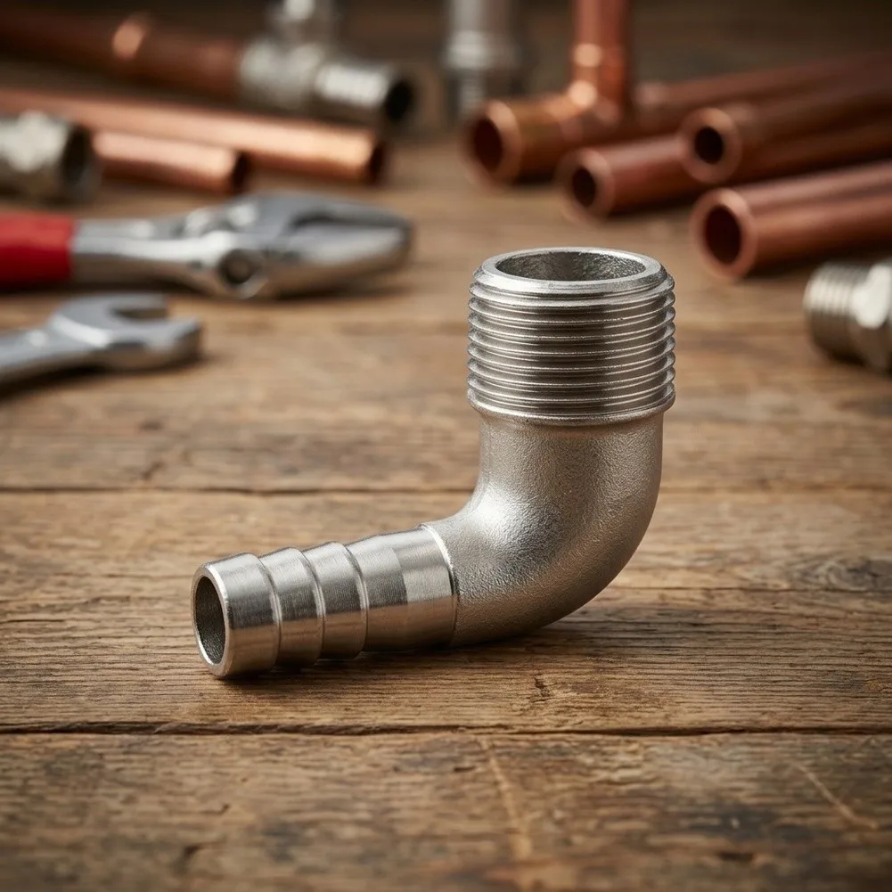 90 Deg Stainless Steel Elbow Fitting for Hose Lines Temperature Range 40 160 F Low Magnetic Permeability Material