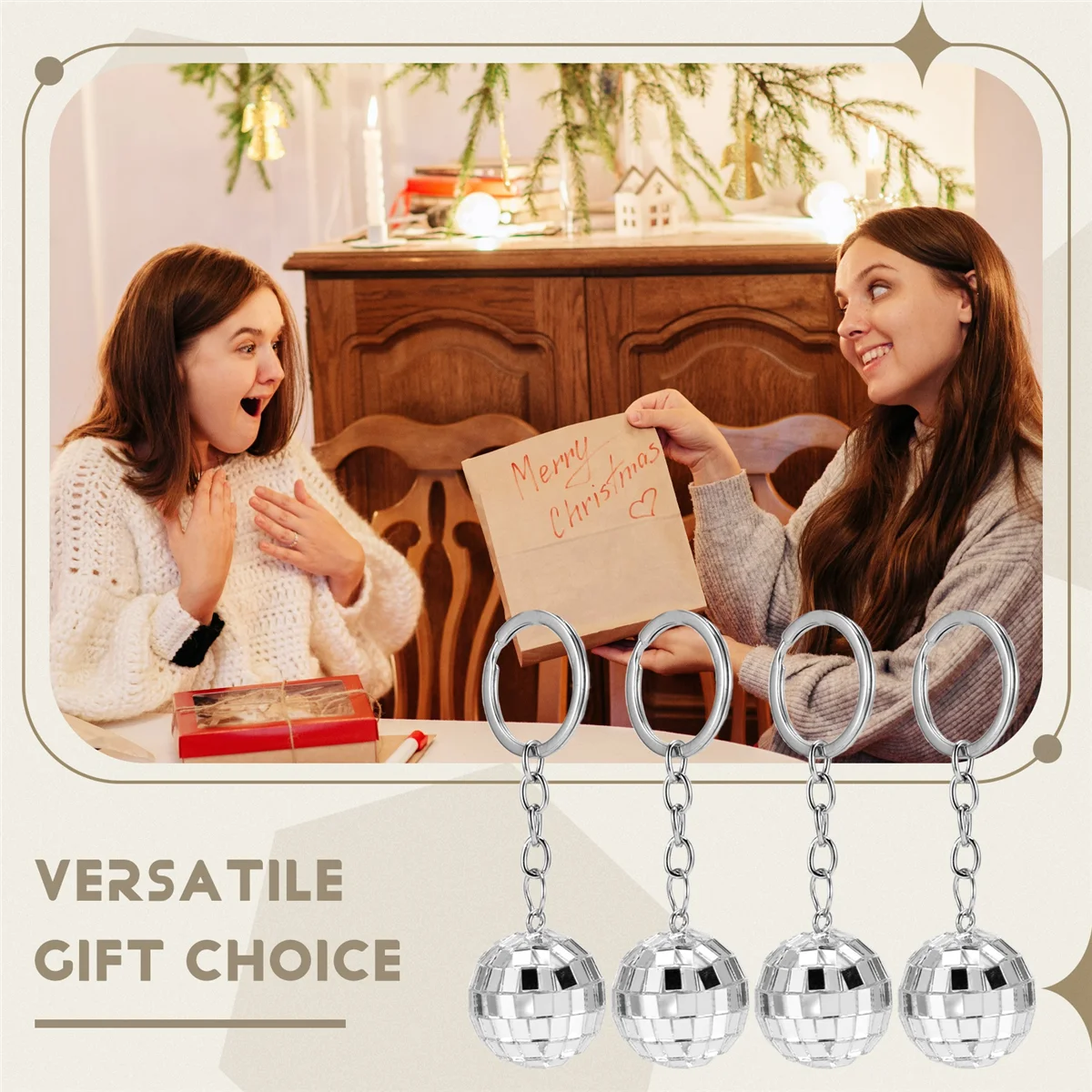 X11AA ديسكو الكرة المفاتيح، 24 قطع ديسكو الكرة حزب الحسنات المفاتيح 70S ديسكو المفاتيح الفضة كرة مرآة المفاتيح الكرة الطرف #6