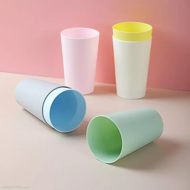 Plastic Mouthwash Cup Coffee Tea Water Mug Home Travel Simple Solid Color Toothbrush Holder Household Bathroom Supplies