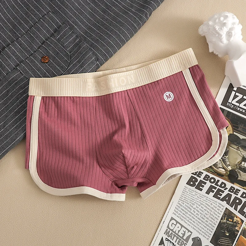 M-3XL masculino algodão roupa interior boxer shorts casual mid-rise cintura elástica calcinha masculina confortável respirável cueca