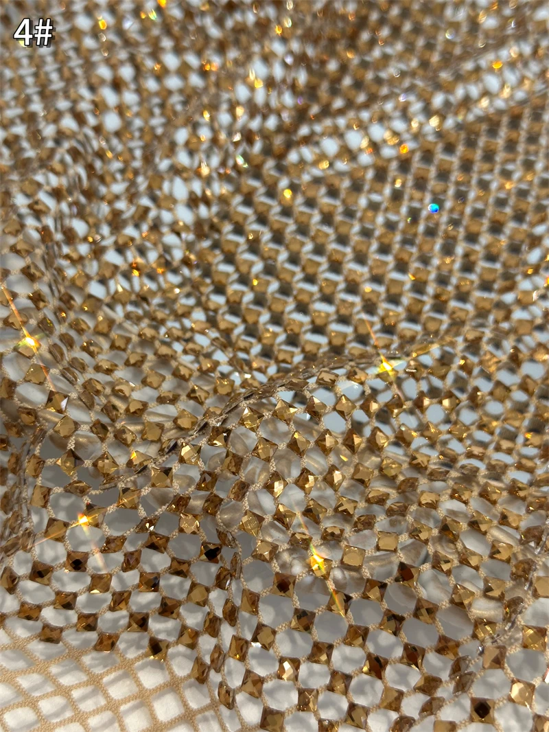 Shiny Diamond Stretch Fishing Net Fabric for Dress Skirt Costume Diy Sewing