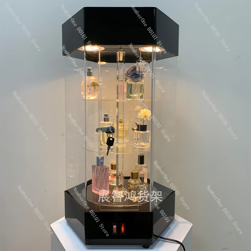 Cosmetic Rotating Display Cabinet Acrylic Hand-Made Products Jewelry Display Cabinet Ornament Glass Jewelry Perfume Display